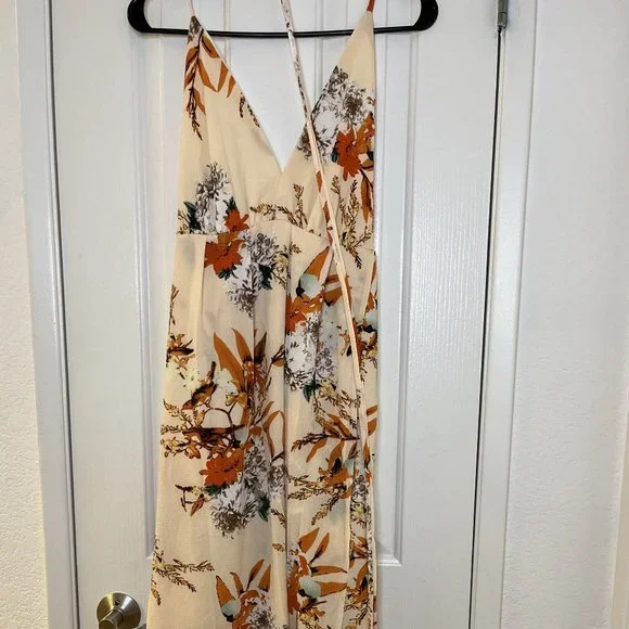 NWOT BerryGo Women's Sexy Deep V Neck Backless Floral Print Split Maxi Dress - Picture 6 of 13